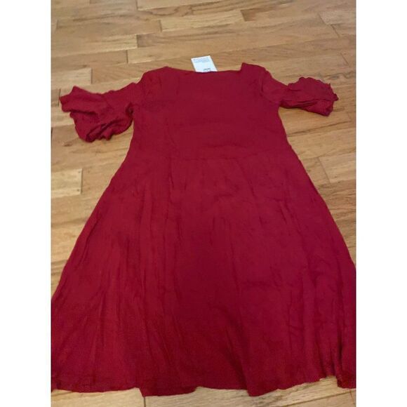 NWT Daizeolii, women’s red short bell sleeve embroidered floral peasant dress M - Picture 5 of 8